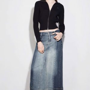 High-Waist Denim Maxi Skirt（高腰牛仔长裙）